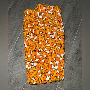 Vibrant Orange Candy Corn Halloween OS Leggings | Holiday